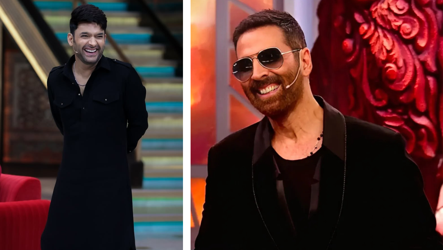 द ग्रेट इंडियन कपिल शो के आखिरी एपिसोड में अक्षय कुमार।"Image Courtesy:Instagram/@kapilsharma/@fanofakkii