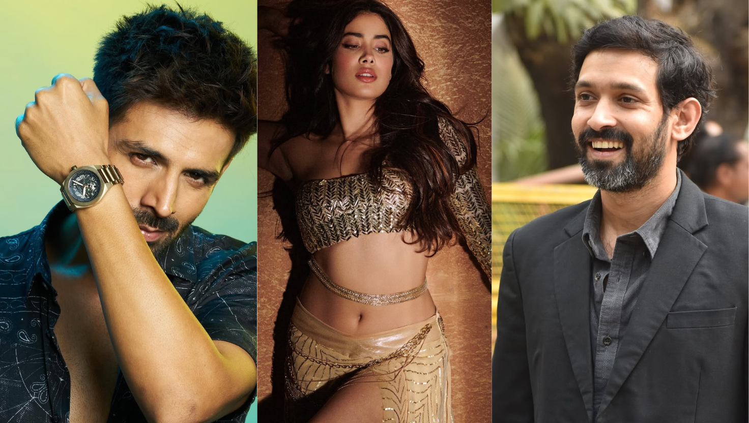 “Vikrant Massey on the set of Dostana 2 with Janhvi Kapoor | Image Courtesy: instagram/@vikrantmassey/@janhvikapoor”