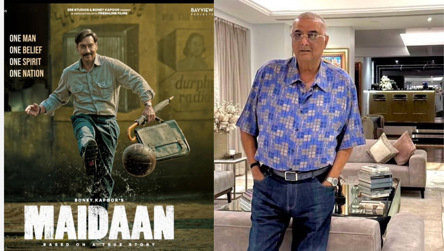 अजय देवगन की 'मैदान' फिल्म: चार साल बाद आखिरकार सजेगी | (Photo: IMDb/ Maidaan, Instagram @boney.kapoor)