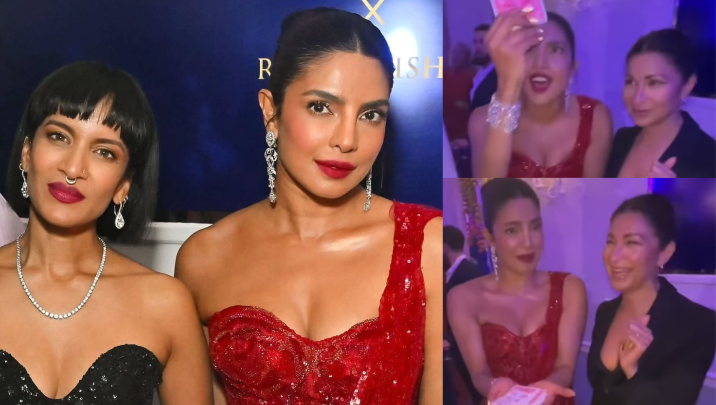 Priyanka Chopra in red traditional outfit at London Diwali 2025 | "Image Courtesy:instagram/@jerryxmimi