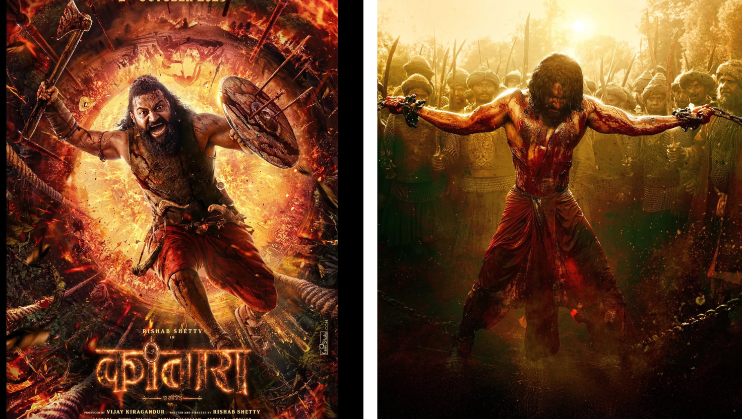 “Rishab Shetty Kantara movie vs Vicky Kaushal Chhawa | "Image Courtesy:instagram/@vickykaushal09/@rishabshettyofficial